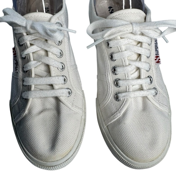 Superga 2790 Platform Sneakers white canvas Traditional Classic Lace Up Womens 8 - Picture 5 of 12